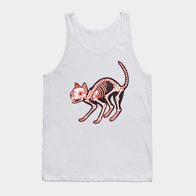 Cute Skeleton Cat Tank Top by lunarwaveee